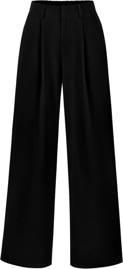 Women's Wide Leg Suit Pants Loose Fit High Elastic Waisted Business Casual Long Trousers Pant