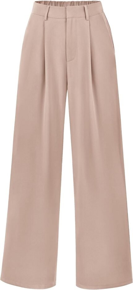 Women's Wide Leg Suit Pants Loose Fit High Elastic Waisted Business Casual Long Trousers Pant